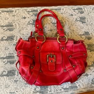 Isabella Fiore Pebbled Red Leather Satchel